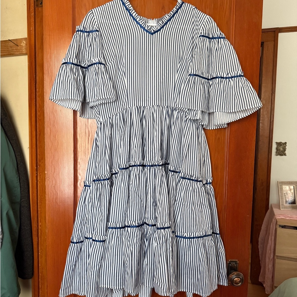 Blue and White Striped Women's Dress